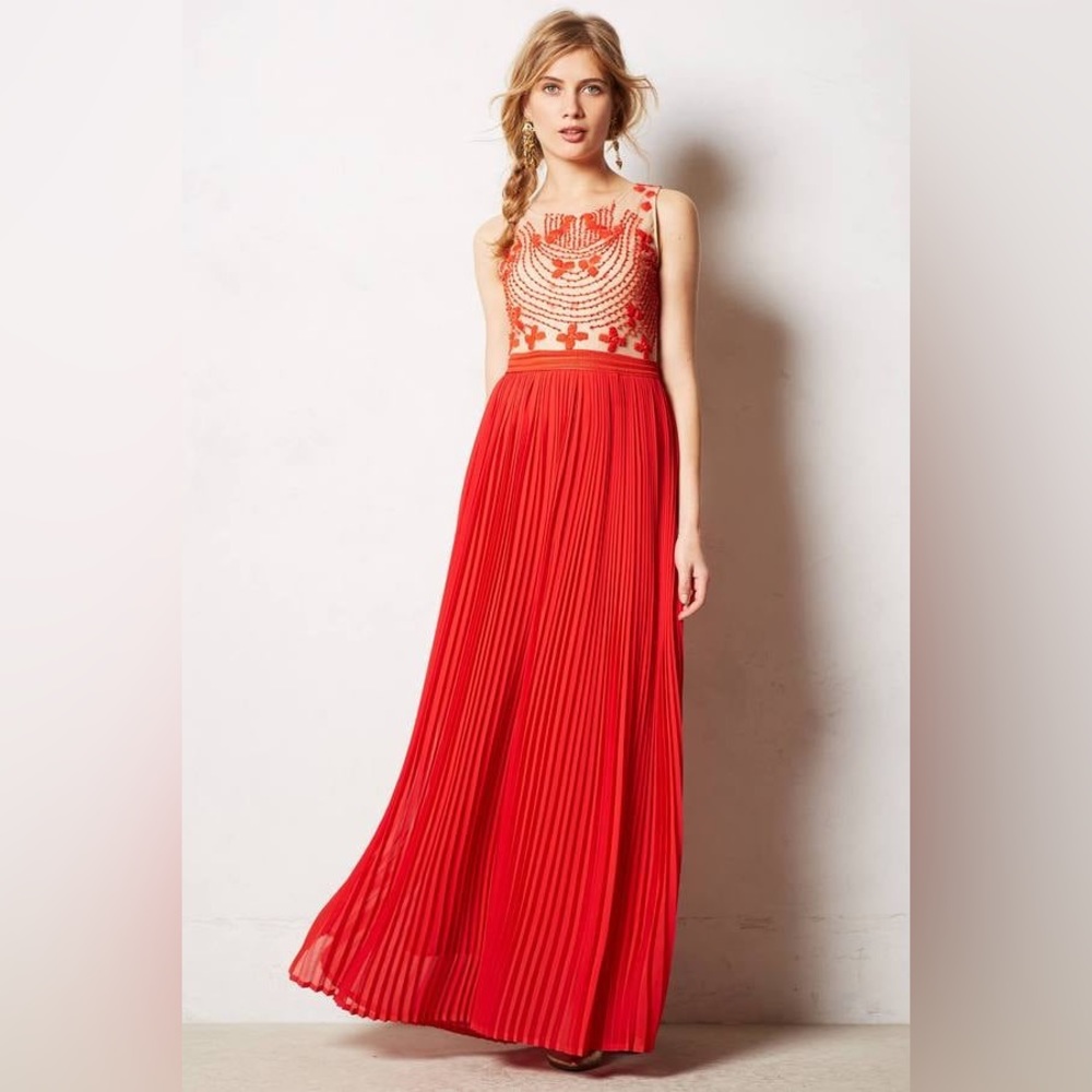 Anthropologie - Rina Dhaka Pleated & Embroidered Dress